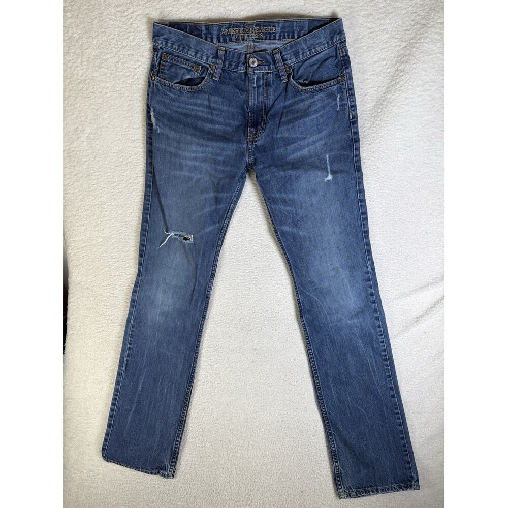 American Eagle Jeans Mens 32x36 Original Straight Leg Whiskered Marbling